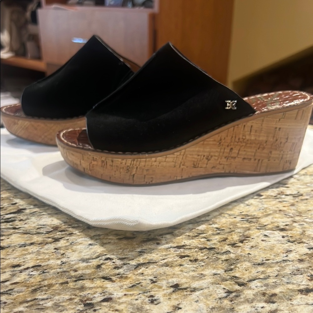 Black Wedge Sandals
